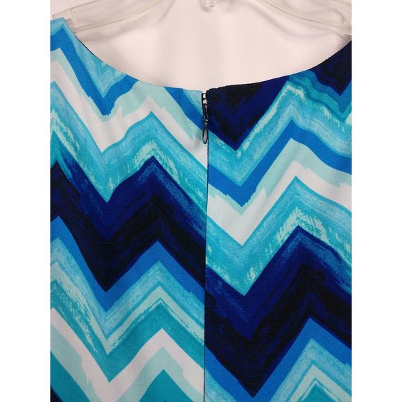 R & M Richards sleeveless blues chevron dress - Picture 2 of 7
